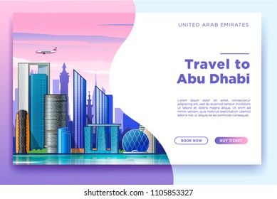 Travel to Abu Dhabi. United Arab Emirates. Travel template of flyear, magazines, posters, book cover, banners. 