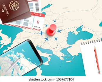 Travel accessories vector illustration. Vacation concept