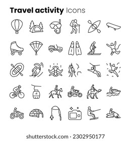 Travel activity vector icon set