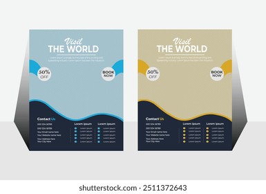 Travel ads flyer template design Business flyer design and brochure cover page template for travel