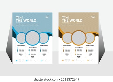 Travel ads flyer template design Business flyer design and brochure cover page template for travel