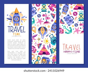 Travel and Adventure Banner Design with Journey Symbol Vector Template