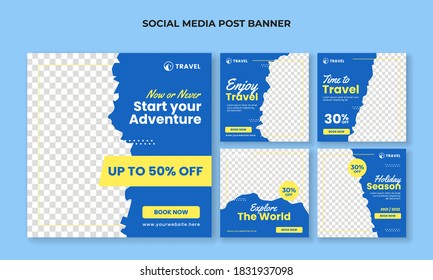 Travel adventure banner for social media post template