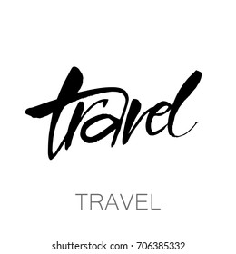 Travel, adventure. Handwritten lettering. Label vector illustration. 