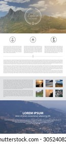 Travel and adventure landing page or website design.