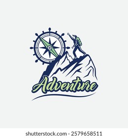 Travel and Adventure Logo. Mountain Climber Vector template
