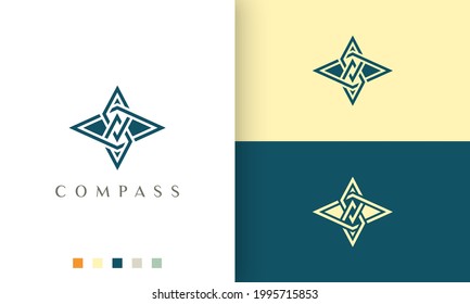 travel or adventure logo vector design with minimalist and modern compass shape