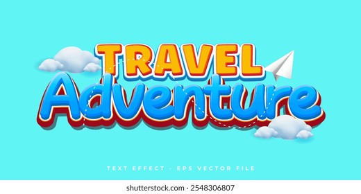 Travel Adventure vector 3d style editable text effect