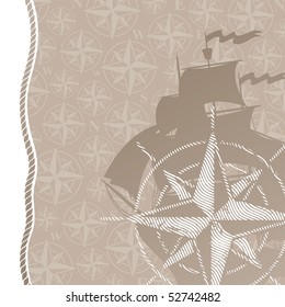 Travel and adventures background with compass rose