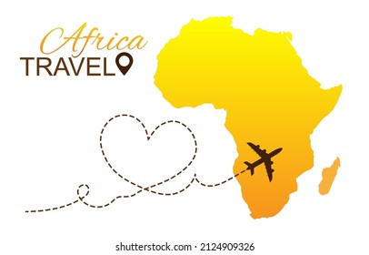 Travel to Africa by airplane concept. I love Africa vector illustration