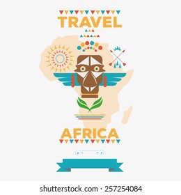 travel Africa vector illustration. Map of Africa