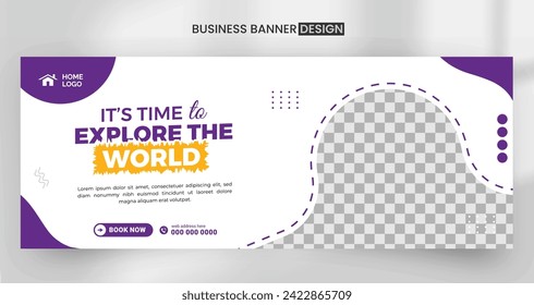 Travel agency banner design template for social media, web banner for travel ads, home ore house sale ads, eps 10