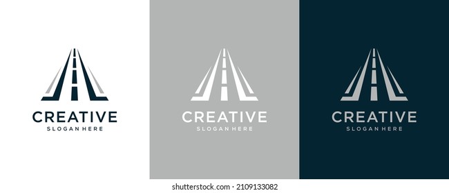 Travel agency black highway design logo template