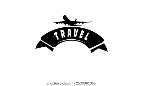 Travel Agency, Black Isolated Silhouette
Airliner