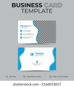 Travel Agency business card design template, Tourism guide tour companies vector Illustration,