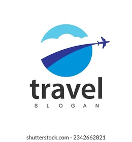 Logo de negocios de la agencia de viajes. diseño del logotipo de transporte, logística y entrega