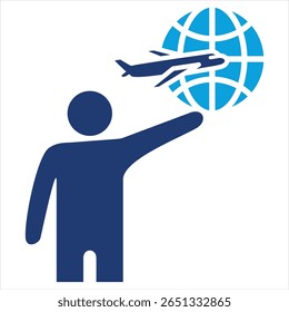 Travel Agency Flat Blue Icon Vector Illustration