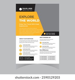 Travel and travel agency flyer banner poster brochure vector template design modern professional