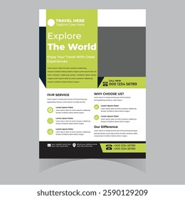 Travel and travel agency flyer banner poster brochure vector template design modern professional