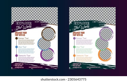 Travel agency flyer for business promotion. Tour and holiday advertisement flyer-banner design.
