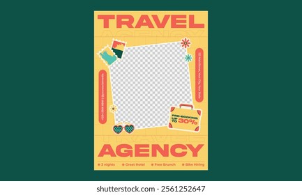 Travel Agency Flyer. Summer holiday travelling and tourism online promotion digital banner, poster or flyer.