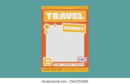 Travel Agency Flyer. Summer holiday travelling and tourism online promotion digital banner, poster or flyer.