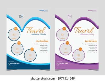 Travel agency flyer template. Travel flyer examples. Travel agency flyer poster template. 