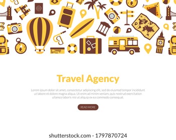 Travel Agency Landing Page Template, Tourism, Vacation, Journey Web Page, Mobile App, Homepage Vector Illustration
