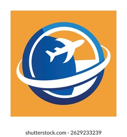 Travel Agency Logo with Airplane and Globe