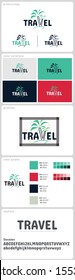 Travel Agency Logo Design. Brand guidelines, client presentation concept and idea. Contains grid lines, color variations, color scheme, typeface.