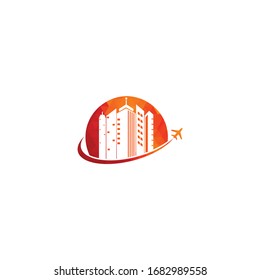 Travel agency logo design. Building Office Travel Icon Logo Design.	