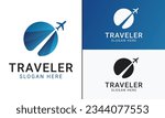 Travel Agency Logo Design Flying Plane Travel Destination Logotype