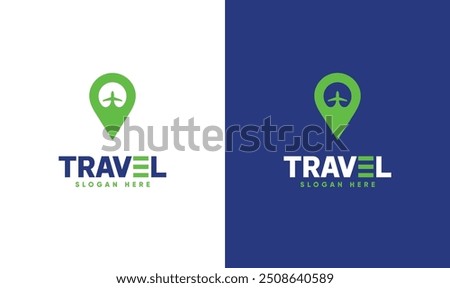 Travel agency logo design, location pin and air plane logo design.