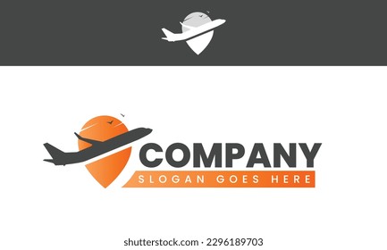 Travel Agency logo design with Navigation mark and plane.
