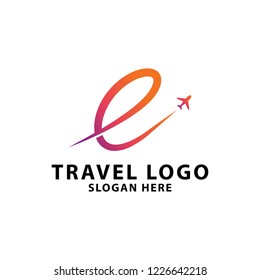 Travel agency logo design template, with letter E