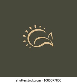 Travel agency logo. Icon design sun and leaf. Summer yellow sun and nature, travel logo. Landscape design, garden, Plant, nature and ecology vector logo. Vacation and holiday Happy life Logotype.