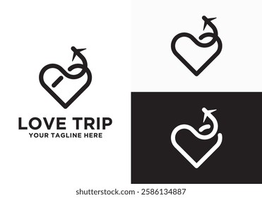 Travel agency logo, love travel logo design. love trip logo vector