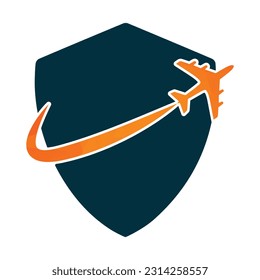 Travel agency logo with shield icon vector illustration 