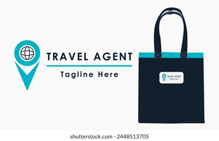 Travel agency logo template with checkpoint and globe concept. Vector illustration.