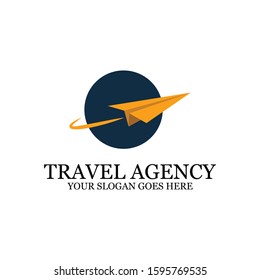 Travel Agency Logo template with paper plane, simple logo designs