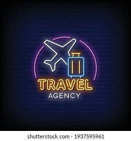 Travel Agency Neon Signs Style Text Vector