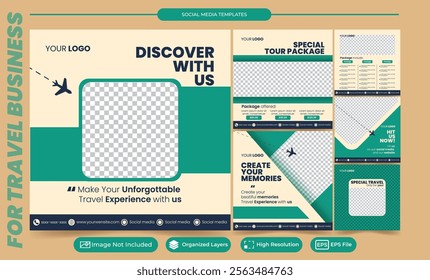 Travel agency post social media template for advertisement