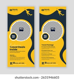 Travel agency Rack Card, Dl Flyer roll up banner, brochure Template, Tour Poster, Leaflet handbill and Design Template
