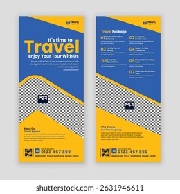 Travel agency Rack Card, Dl Flyer roll up banner, brochure Template, Tour Poster, Leaflet handbill and Design Template