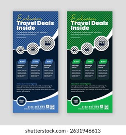 Travel agency Rack Card, Dl Flyer roll up banner, brochure Template, Tour Poster, Leaflet handbill and Design Template