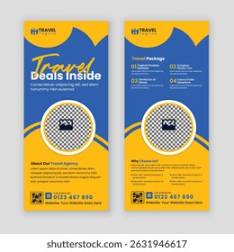 Travel agency Rack Card, Dl Flyer roll up banner, brochure Template, Tour Poster, Leaflet handbill and Design Template