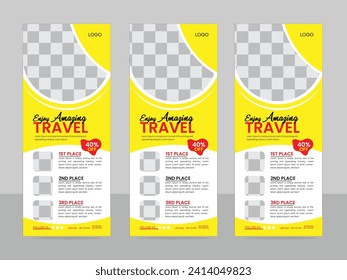 travel agency roll up banner design template vector.