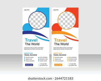  travel agency rollup banner en travel agency banner ontwerp sjabloon