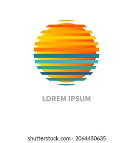 Travel agency round icon. Travel logo. Sun and sea symbol. Round tourism sign. Vector illustration