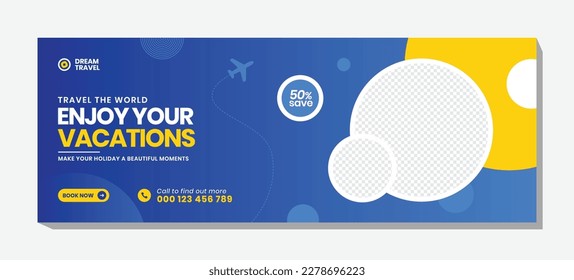 travel agency social media cover and and banner template abstract social media post web banner template